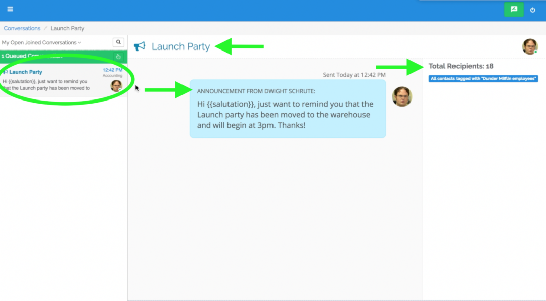 Sending announcements Captivated