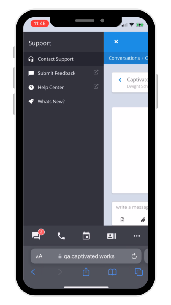 What's New, Help Center, and Feedback form all located in the Support menu of our app